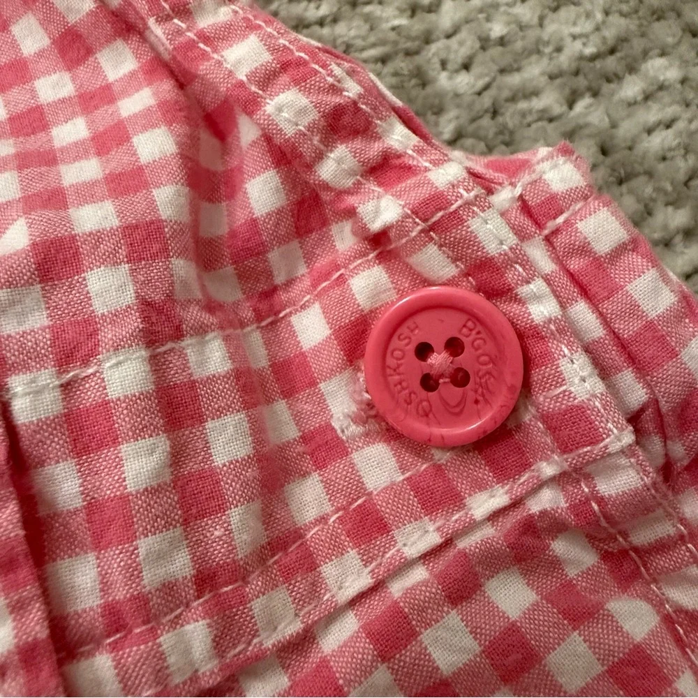 OshKosh B’gosh Pink Gingham Check Shortalls Toddler‎ Size 2T Vintage Vestbak